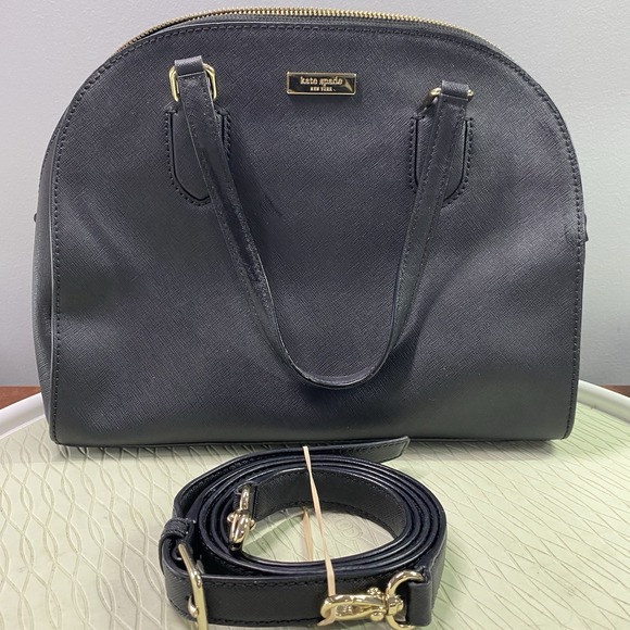 KATE SPADE NY‎ Laurel Womens Leather Bag Black Satchel Purse Great Condition - Picture 1 of 16